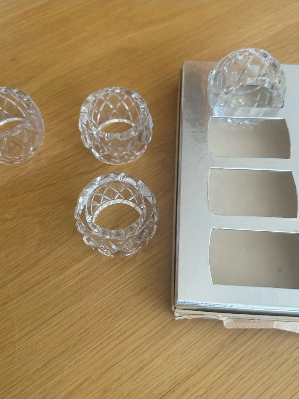 Clear Crystal Napkin Rings - Set of 4